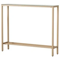 SEI Furniture Fallon Narrow Console Table With Mirrored Top, Gold