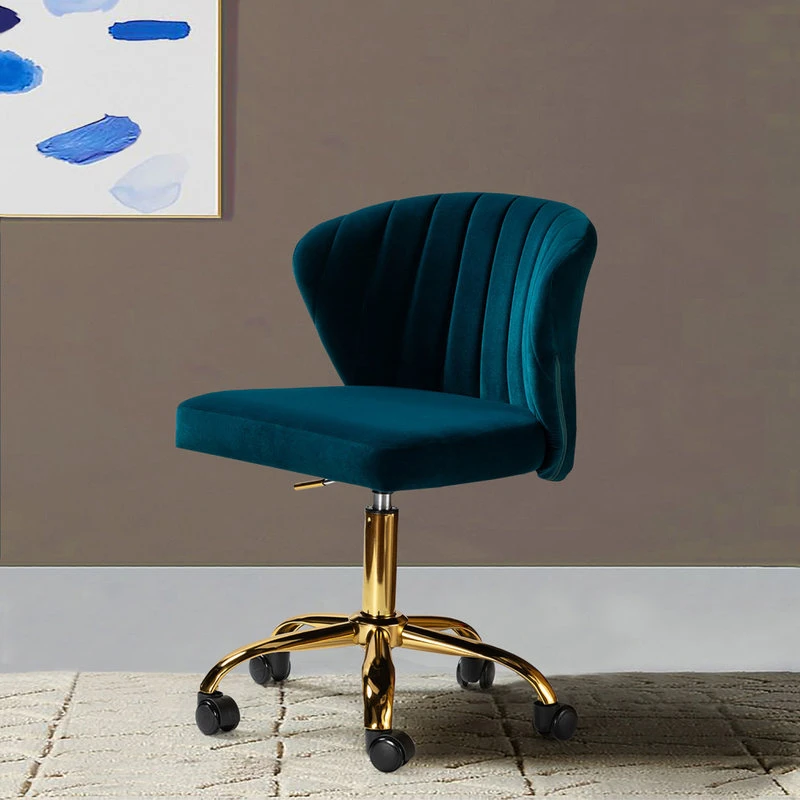 Karat Home Swivel Task Chair With Tufted Back, Teal 4 Karat Home Swivel Task Chair With Tufted Back, Teal - Image 2