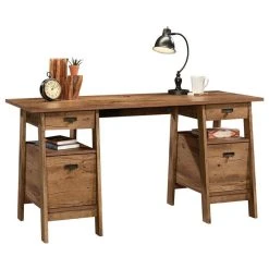 Sauder Trestle Executive Desk In Vintage Oak -Boraam Industries Shop 01a173f30eddc806 6232 w800 h800 b1 p0