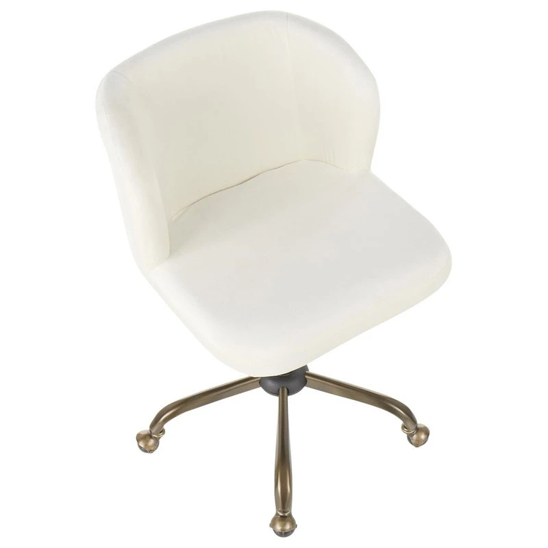 Fran Contemporary Task Chair By LumiSource, Antique Metal, Cream Velvet 4 Fran Contemporary Task Chair By LumiSource, Antique Metal, Cream Velvet - Image 2