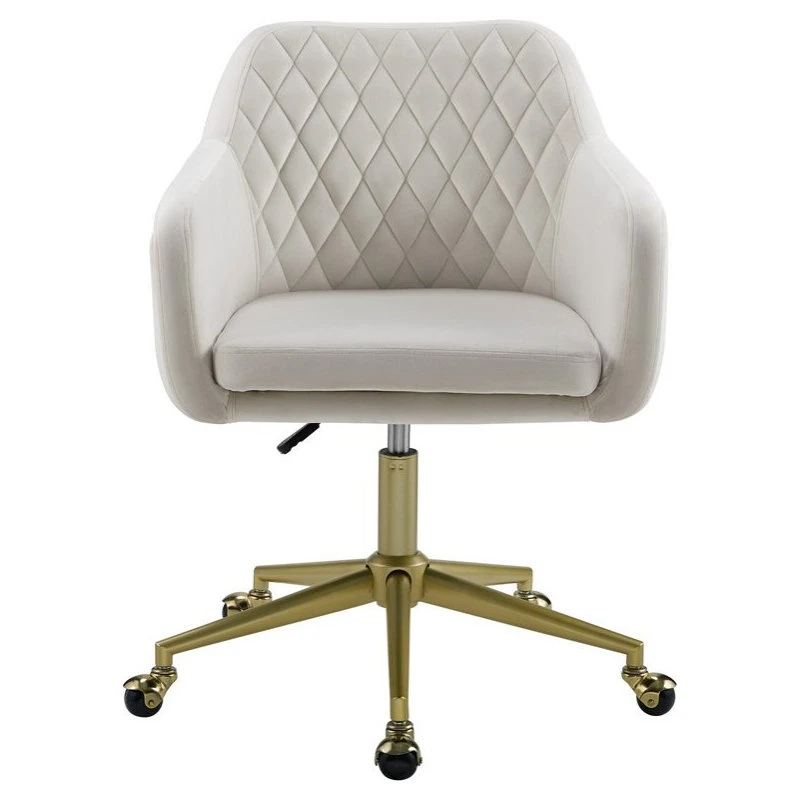 Linon Home Decor Products Linon Lyla Upholstered Quilted Office Chair In Off White 4 Linon Home Decor Products Linon Lyla Upholstered Quilted Office Chair In Off White - Image 2