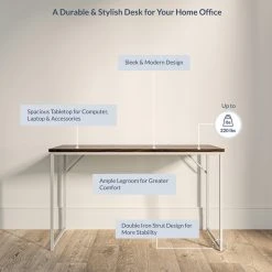 Belleze Barton Industrial Computer Desk 47", Dark Walnut -Boraam Industries Shop 02f13eb8015129a5 7944 w800 h800 b0 p0