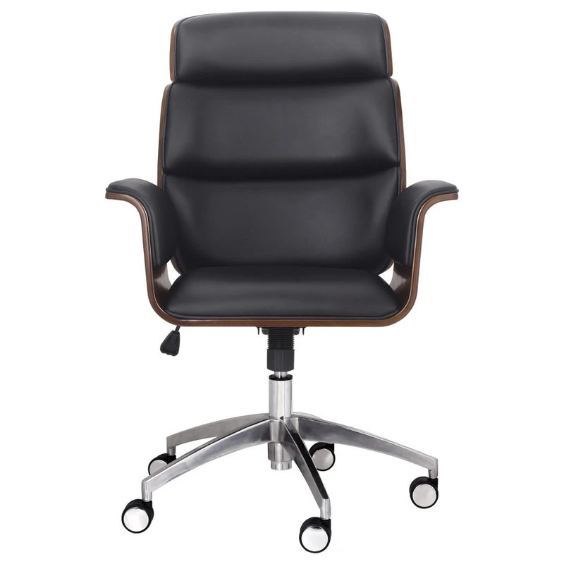 GDFStudio Byron Mid-Century Modern Swivel Office Chair, Black/Walnut/Silver 3 GDFStudio Byron Mid-Century Modern Swivel Office Chair, Black/Walnut/Silver