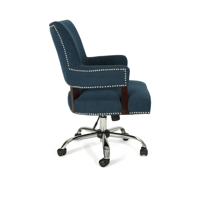 GDFStudio GDF Studio May Traditional Home Office Chair, Navy Blue/Chrome 7 GDFStudio GDF Studio May Traditional Home Office Chair, Navy Blue/Chrome - Image 5