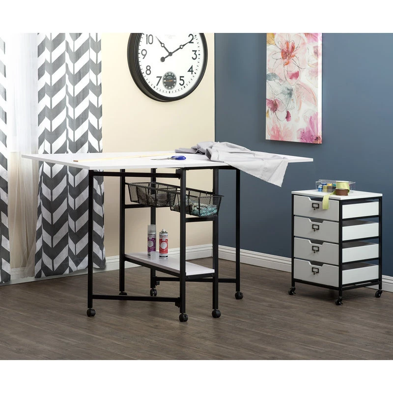 Studio Designs Sew Ready Cutting Table With Baskets 36" Fixed Height In Charcoal, White 7 Studio Designs Sew Ready Cutting Table With Baskets 36" Fixed Height In Charcoal, White - Image 5
