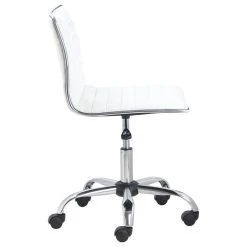 Btexpert Filipe Low-Back Armless Office Chair, White And Chrome
