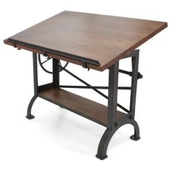 Rustic Deco Millworks Vintage Industrial Tilt Crank Drafting Desk - Provincial Finish -Boraam Industries Shop 0561f75501b4377c 2054 w800 h800 b1 p0