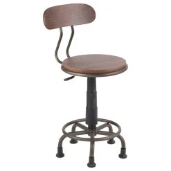 Lumisource Dakota Task Chair, Antique Metal And Espresso Bamboo