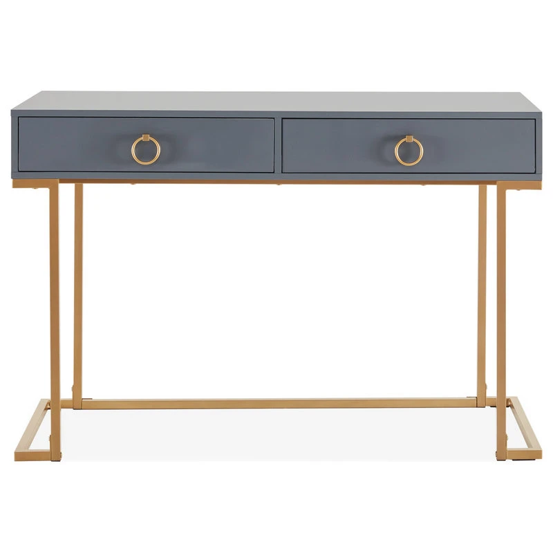 Belleze Home Office 2-Drawer Desk/Vanity Table, Wood And Metal, Gray 3 Belleze Home Office 2-Drawer Desk/Vanity Table, Wood And Metal, Gray