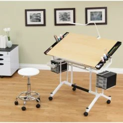 Studio Designs Pro Craft Station, White/Maple, 44.5"x30.75" -Boraam Industries Shop 0821badb0255b837 5119 w800 h800 b0 p0