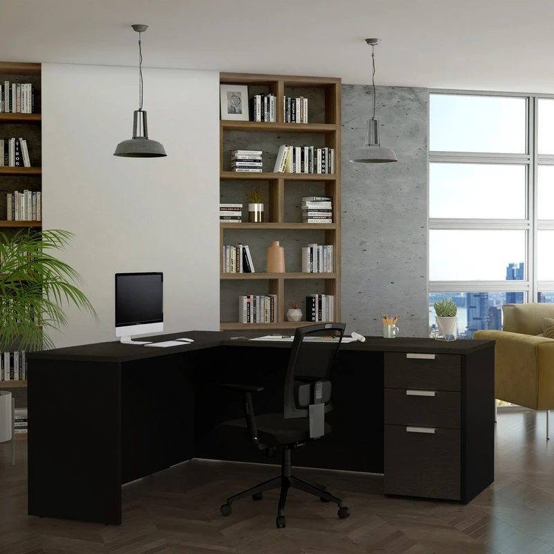 Bestar Pro-Concept Plus L-Desk, Deep Gray/Black 4 Bestar Pro-Concept Plus L-Desk, Deep Gray/Black - Image 2