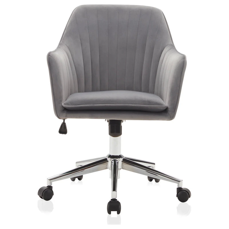 Belleze Modern Home Office Chair 360 Swivel, Tufted Velvet Desk Chair, Gray/Chrome 4 Belleze Modern Home Office Chair 360 Swivel, Tufted Velvet Desk Chair, Gray/Chrome - Image 2