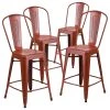 Decor Love Set Of 4 Contemporary Counter Stool, Comfortable Ergonomic Back, Distressed Red 1 Decor Love Set Of 4 Contemporary Counter Stool, Comfortable Ergonomic Back, Distressed Red -Boraam Industries Shop 0981d3f000355eda 6226 w800 h800 b1 p0