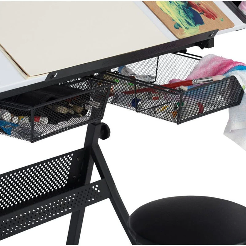 Offex Fusion Craft Center With 24" Tray And Stool, Charcoal/White 7 Offex Fusion Craft Center With 24" Tray And Stool, Charcoal/White - Image 5