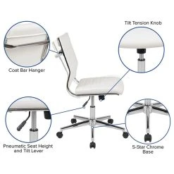Offex Mid-Back Armless LeatherSoft Ribbed Executive Swivel Office Chair, White 17 Offex Mid-Back Armless LeatherSoft Ribbed Executive Swivel Office Chair, White -Boraam Industries Shop 0a9136700e5f52c8 9622 w800 h800 b1 p0