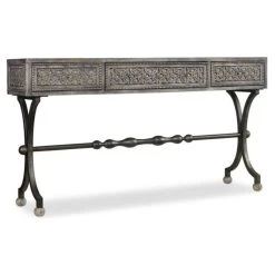 Beaumont Lane 3-Drawer Console Table In Weathered Gray