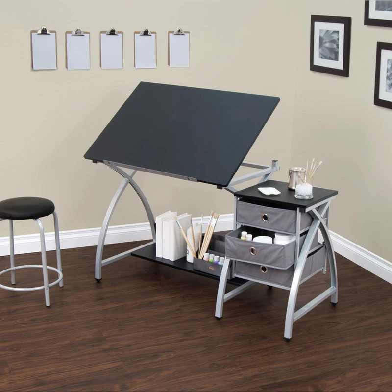 Studio Designs Comet Center With Stool, Silver And Black 4 Studio Designs Comet Center With Stool, Silver And Black - Image 2