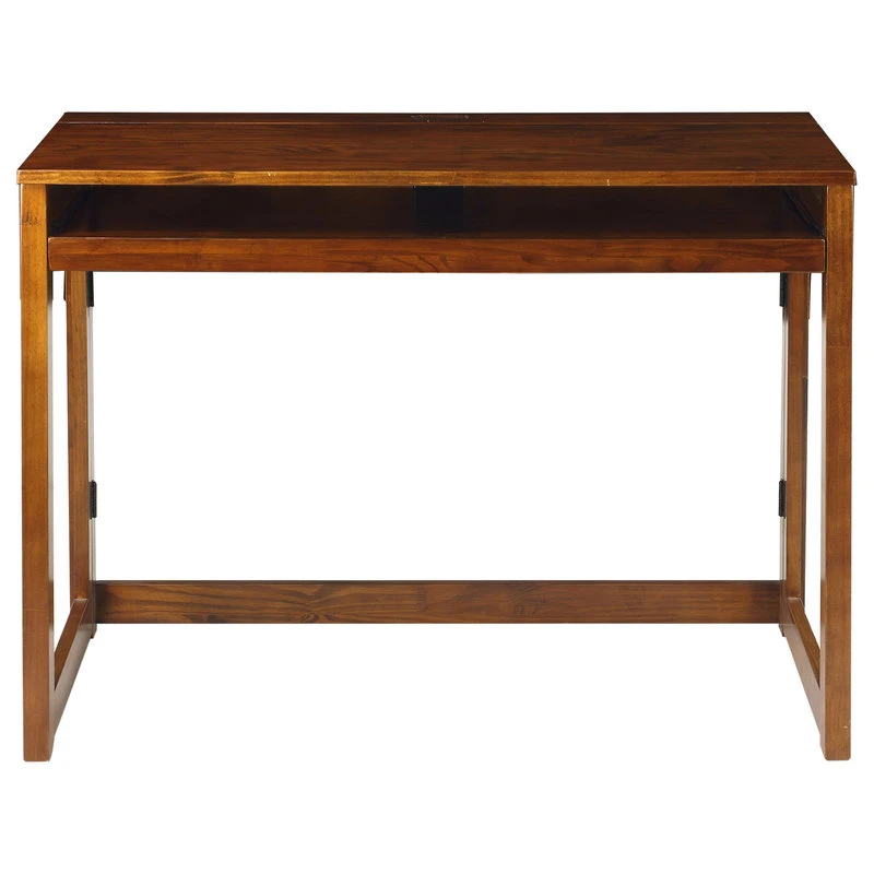 Casual Home Folding Desk With Pull-Out And USB Port, Warm Brown 3 Casual Home Folding Desk With Pull-Out And USB Port, Warm Brown