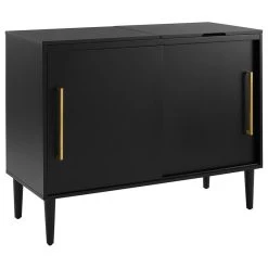 Crosley Everett Media Console Table In Matte Black