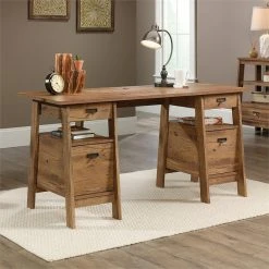 Sauder Trestle Executive Desk In Vintage Oak -Boraam Industries Shop 0db13c370eddc806 6232 w800 h800 b0 p0