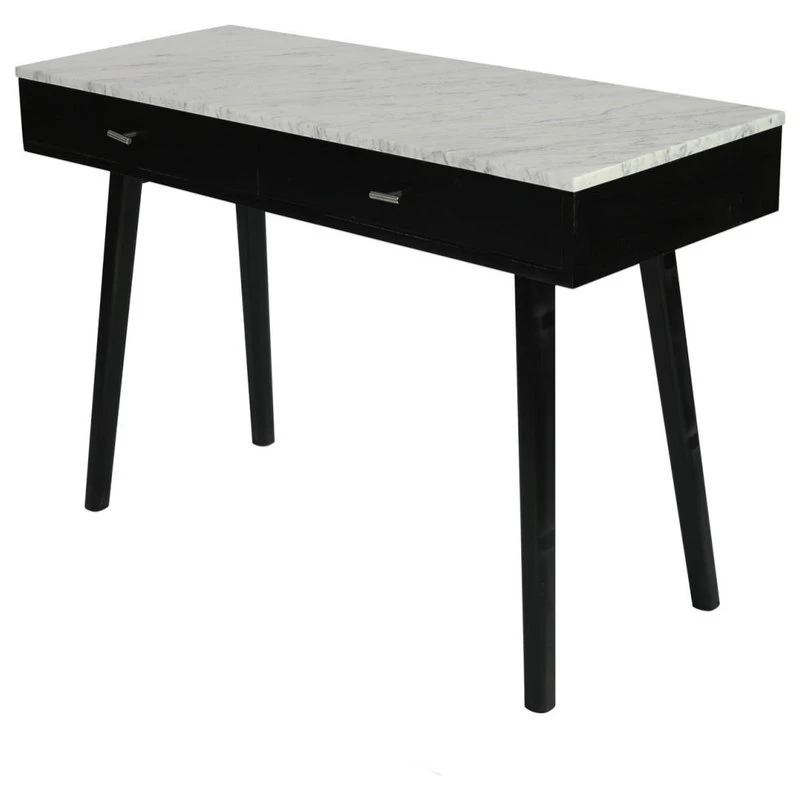 The Bianco Collection Viola 44" Rectangular Italian Carrara White Marble Writing Desk, Black, 15" Wide 3 The Bianco Collection Viola 44" Rectangular Italian Carrara White Marble Writing Desk, Black, 15" Wide