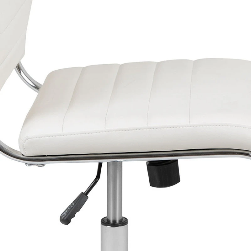 Offex Mid-Back Armless LeatherSoft Ribbed Executive Swivel Office Chair, White 10 Offex Mid-Back Armless LeatherSoft Ribbed Executive Swivel Office Chair, White - Image 8
