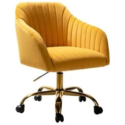 Karat Home Swivel Task Chair With Tufted Back, Mustard