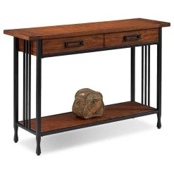 Leick Home Leick Ironcraft Wood Console Table In Burnished Oak