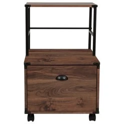 AGH Deco Brunei Mobile Lateral File Cabinet, Walnut Wood Grain