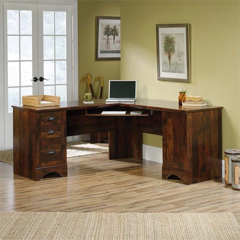 Sauder Harbor View Corner Traditional Wood Computer Desk In Curado Cherry 4 Sauder Harbor View Corner Traditional Wood Computer Desk In Curado Cherry - Image 2