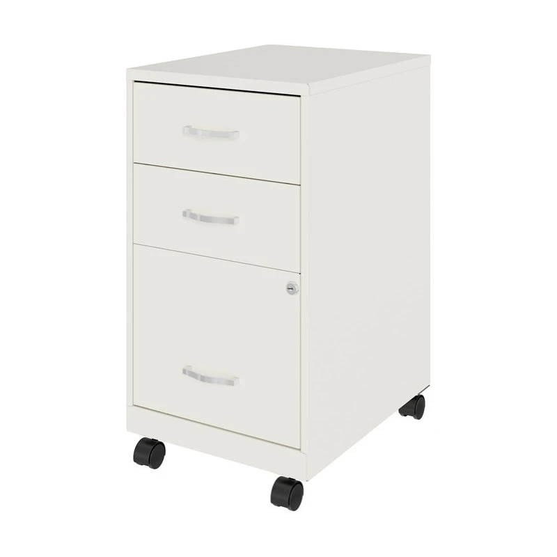 Hirsh Industries LLC Space Solutions 18in 3 Drawer Metal Mobile Cabinet Ball Bearing Slide White 4 Hirsh Industries LLC Space Solutions 18in 3 Drawer Metal Mobile Cabinet Ball Bearing Slide White - Image 2