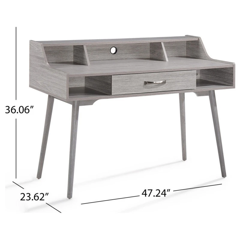 GDFStudio GDF Studio Belinda Mid Century Modern Finished Fiberboard Home Office Desk, Gray 13 GDFStudio GDF Studio Belinda Mid Century Modern Finished Fiberboard Home Office Desk, Gray - Image 11