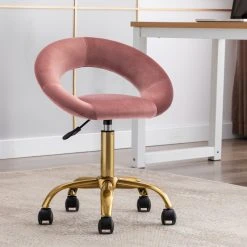 Duhome Elegant Lifestyle Open-Back Salon Spa Rolling Stool, Pink-Velvet -Boraam Industries Shop 138120dc00960534 6434 w800 h800 b0 p0