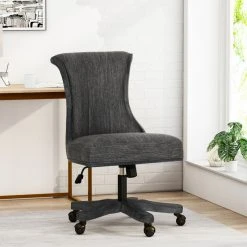 GDFStudio Andrea Contemporary Upholstered Roll Back Swivel Office Chair, Charcoal/Weathere -Boraam Industries Shop 13d1107500f51990 5980 w800 h800 b0 p0