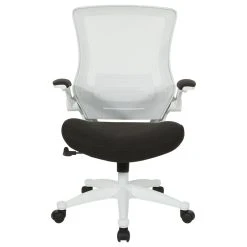 Office Star Products White Screen Back Manager's Chair, Linen Stone Fabric, Linen Black