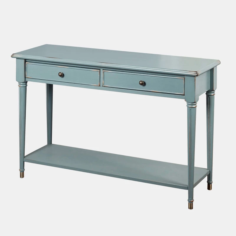 The Mezzanine Shoppe Emilia Sofa Table, Antique Blue With Distressed 4 The Mezzanine Shoppe Emilia Sofa Table, Antique Blue With Distressed - Image 2
