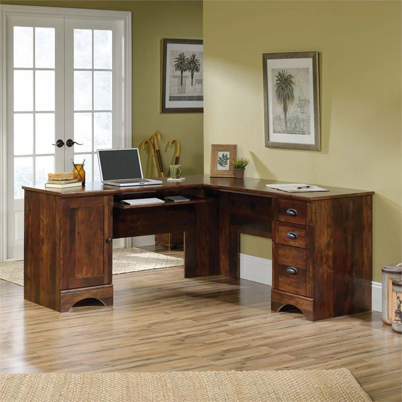 Sauder Harbor View Corner Traditional Wood Computer Desk In Curado Cherry 6 Sauder Harbor View Corner Traditional Wood Computer Desk In Curado Cherry - Image 4