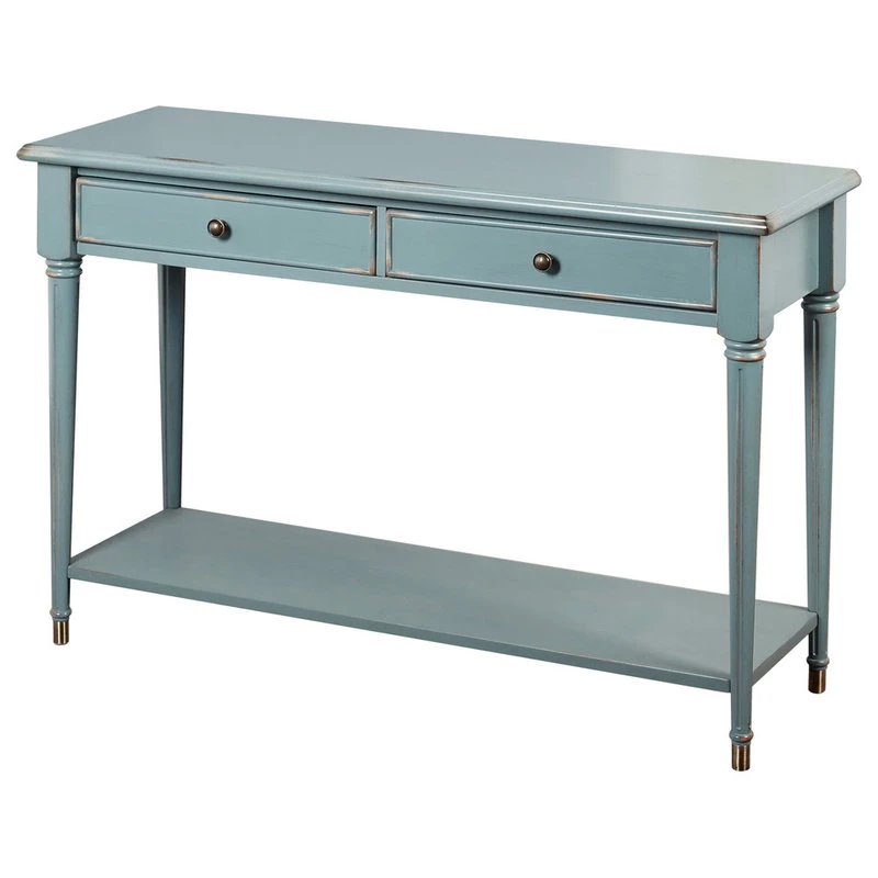 The Mezzanine Shoppe Emilia Sofa Table, Antique Blue With Distressed 3 The Mezzanine Shoppe Emilia Sofa Table, Antique Blue With Distressed
