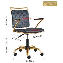 LUXMOD Classy Goldtone Adjustable Swivel Ergonomic Desk Chair, Black -Boraam Industries Shop 1571f10302ce393c 9196 w800 h800 b1 p0
