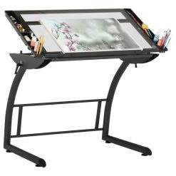 Offex Home Office Triflex Drawing Table, Charcoal, Clear Glass -Boraam Industries Shop 1661a5840971eb45 9314 w800 h800 b1 p0