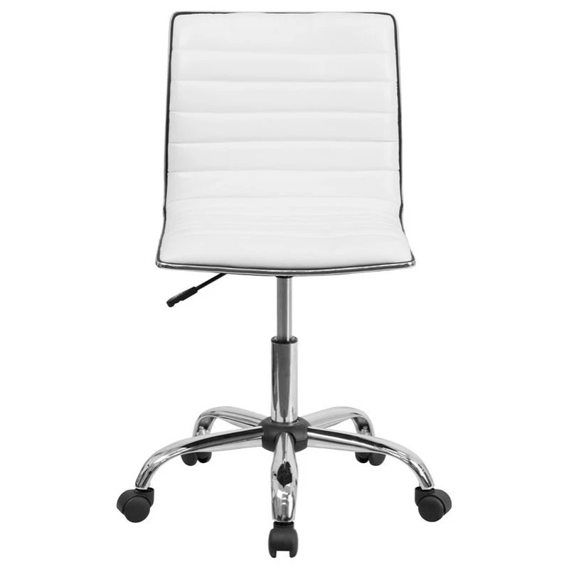 Delacora FF-DS-512B Vinyl Mid Back Adjustable Desk Chair - White 6 Delacora FF-DS-512B Vinyl Mid Back Adjustable Desk Chair - White - Image 4