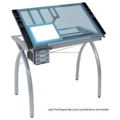 Craft Accents Folding Art And Craft Table, Silver, Blue Glass -Boraam Industries Shop 17b132c808d51854 8257 w800 h800 b1 p0