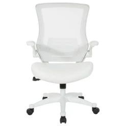Office Star Products White Screen Back Manager's Chair, Linen Stone Fabric, White