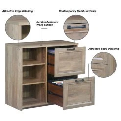 Saint Birch Alaska 2 Drawer File Cabinet With 3 Shelves, Rustic Oak -Boraam Industries Shop 19314cc303438d1c 9168 w800 h800 b1 p0