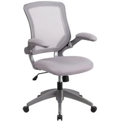BTNYC Mid-Back Mesh Swivel Task Chair With Frame And Flip-Up Arms, Gray