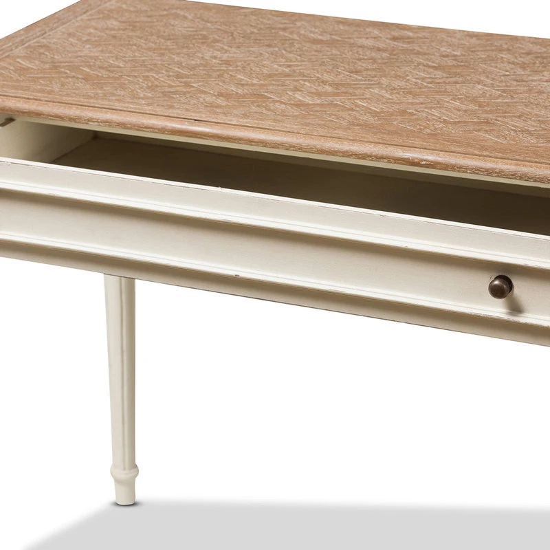 Baxton Studio Marquetterie French Provincial Weathered Oak And Whitewash Writing Desk 8 Baxton Studio Marquetterie French Provincial Weathered Oak And Whitewash Writing Desk - Image 6