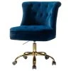 Karat Home Swivel Upholstered Task Chair With Tufted Back, Navy