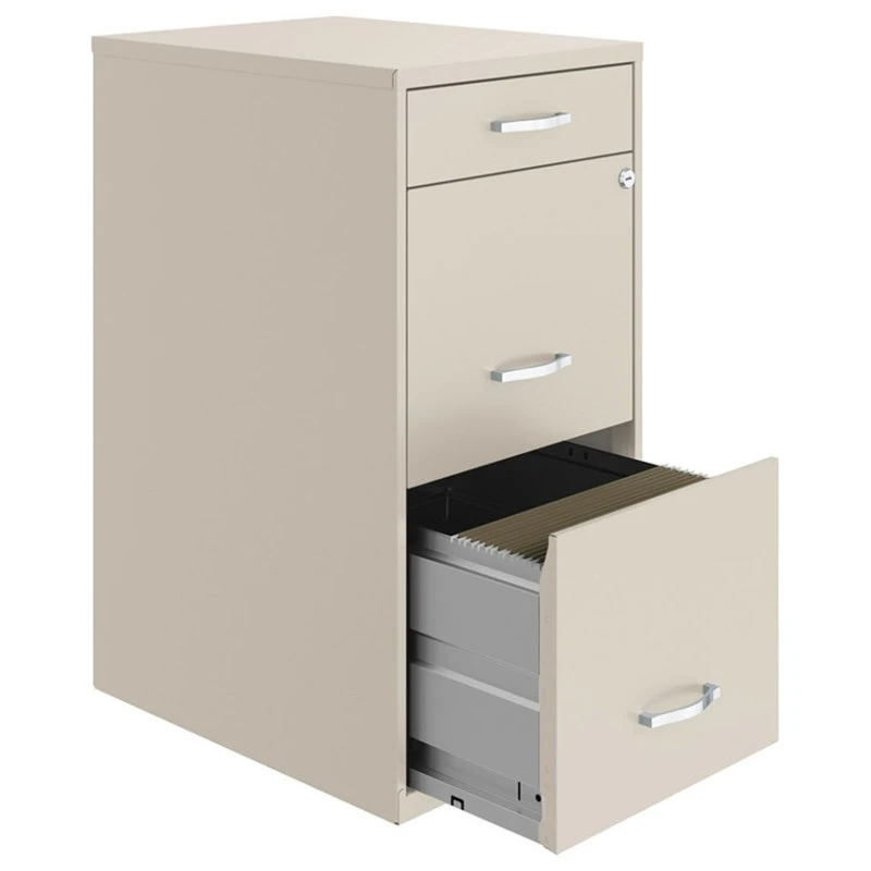 UrbanPro 18 Inch 3 Drawer Metal File Cabinet With Pencil Drawer In Off White 4 UrbanPro 18 Inch 3 Drawer Metal File Cabinet With Pencil Drawer In Off White - Image 2