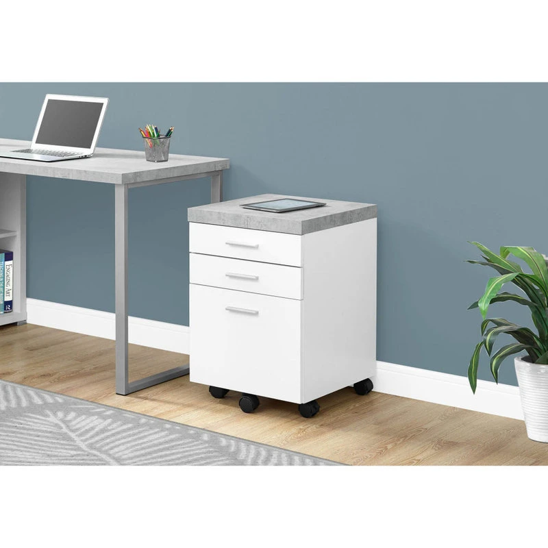 Offex Contemporary Multi-Functional 3 Drawer Filing Cabinet White/Black/Grey 4 Offex Contemporary Multi-Functional 3 Drawer Filing Cabinet White/Black/Grey - Image 2