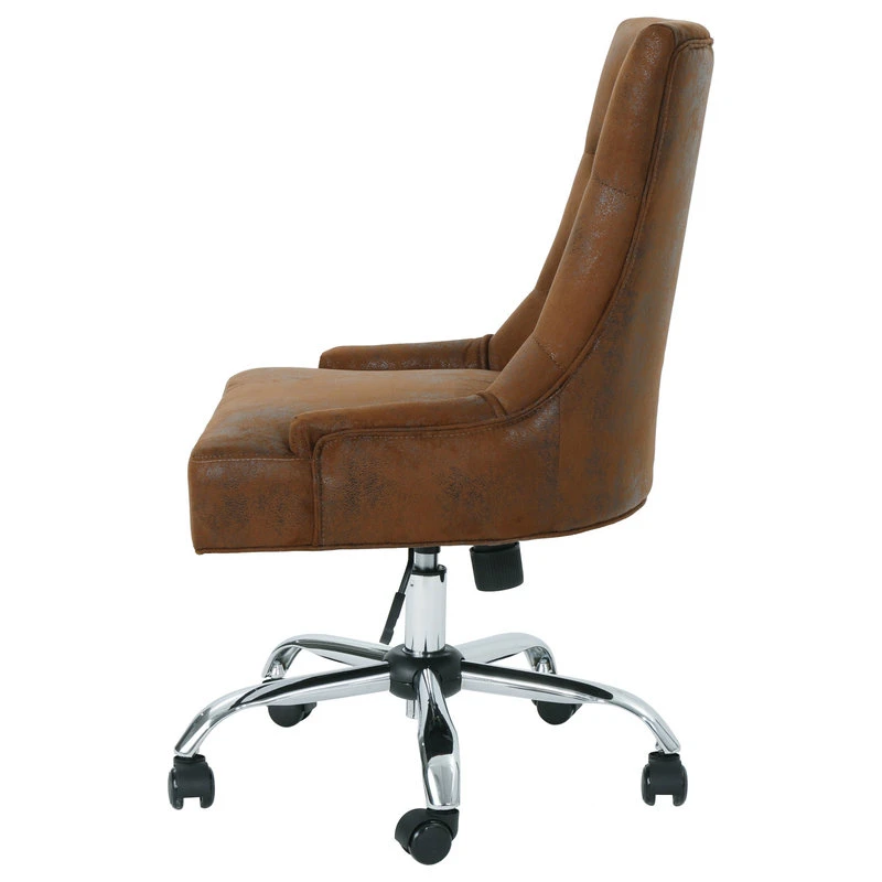GDFStudio GDF Studio Bagnold Home Office Fabric Desk Chair, Brown/Chrome 7 GDFStudio GDF Studio Bagnold Home Office Fabric Desk Chair, Brown/Chrome - Image 5